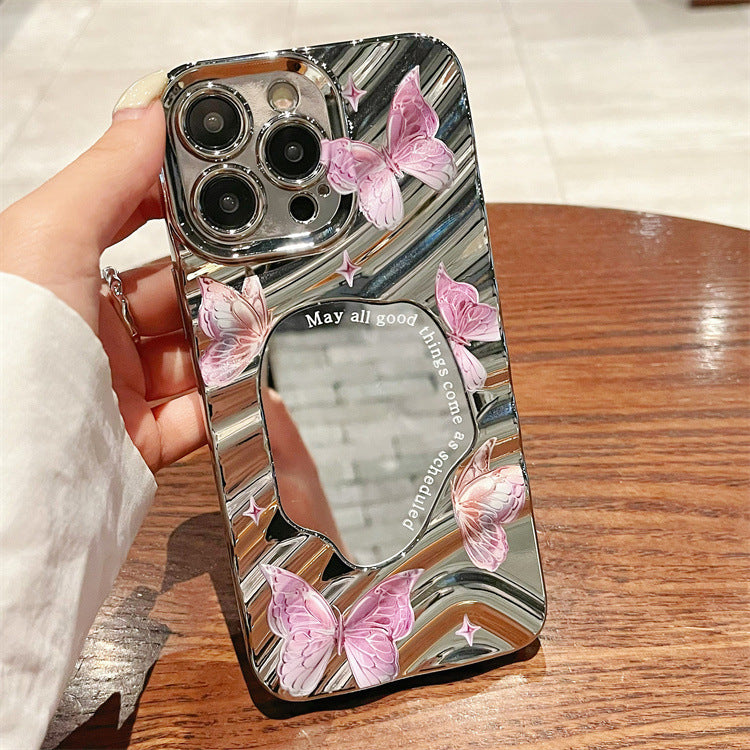 Coque iPhone Papillon Élégante avec Miroir Intégré ✨🦋كفر الفراشة الأنيق للآيفون مع مرآة كيوت ✨