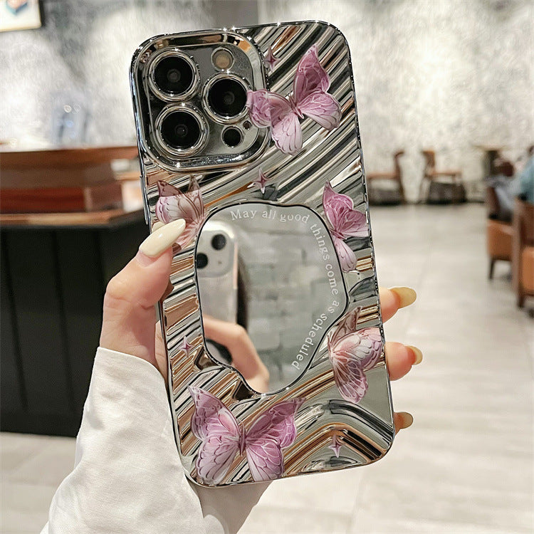 Coque iPhone Papillon Élégante avec Miroir Intégré ✨🦋كفر الفراشة الأنيق للآيفون مع مرآة كيوت ✨