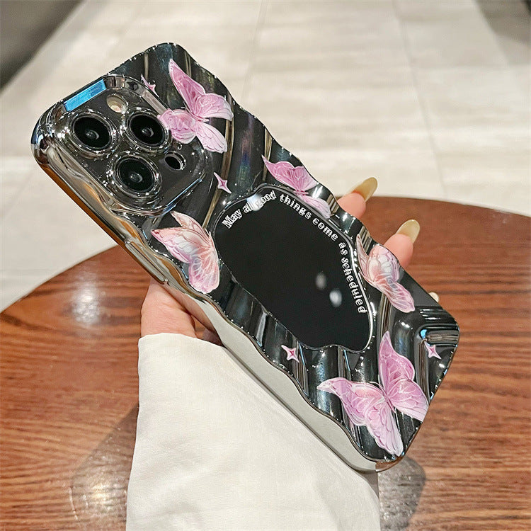 Coque iPhone Papillon Élégante avec Miroir Intégré ✨🦋كفر الفراشة الأنيق للآيفون مع مرآة كيوت ✨