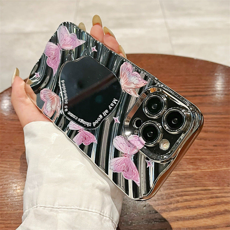 Coque iPhone Papillon Élégante avec Miroir Intégré ✨🦋كفر الفراشة الأنيق للآيفون مع مرآة كيوت ✨