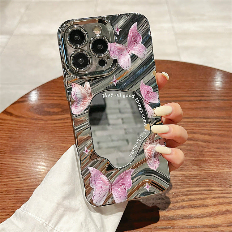 Coque iPhone Papillon Élégante avec Miroir Intégré ✨🦋كفر الفراشة الأنيق للآيفون مع مرآة كيوت ✨