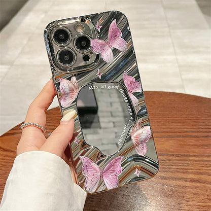 Coque iPhone Papillon Élégante avec Miroir Intégré ✨🦋كفر الفراشة الأنيق للآيفون مع مرآة كيوت ✨