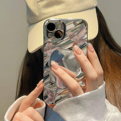 Coque iPhone Papillon Élégante avec Miroir Intégré ✨🦋كفر الفراشة الأنيق للآيفون مع مرآة كيوت ✨